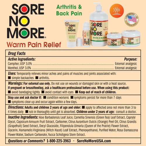 Sore No More Warm Relieving Gel for Aches & Pains associated with Arthritis &... - Picture 2 of 3