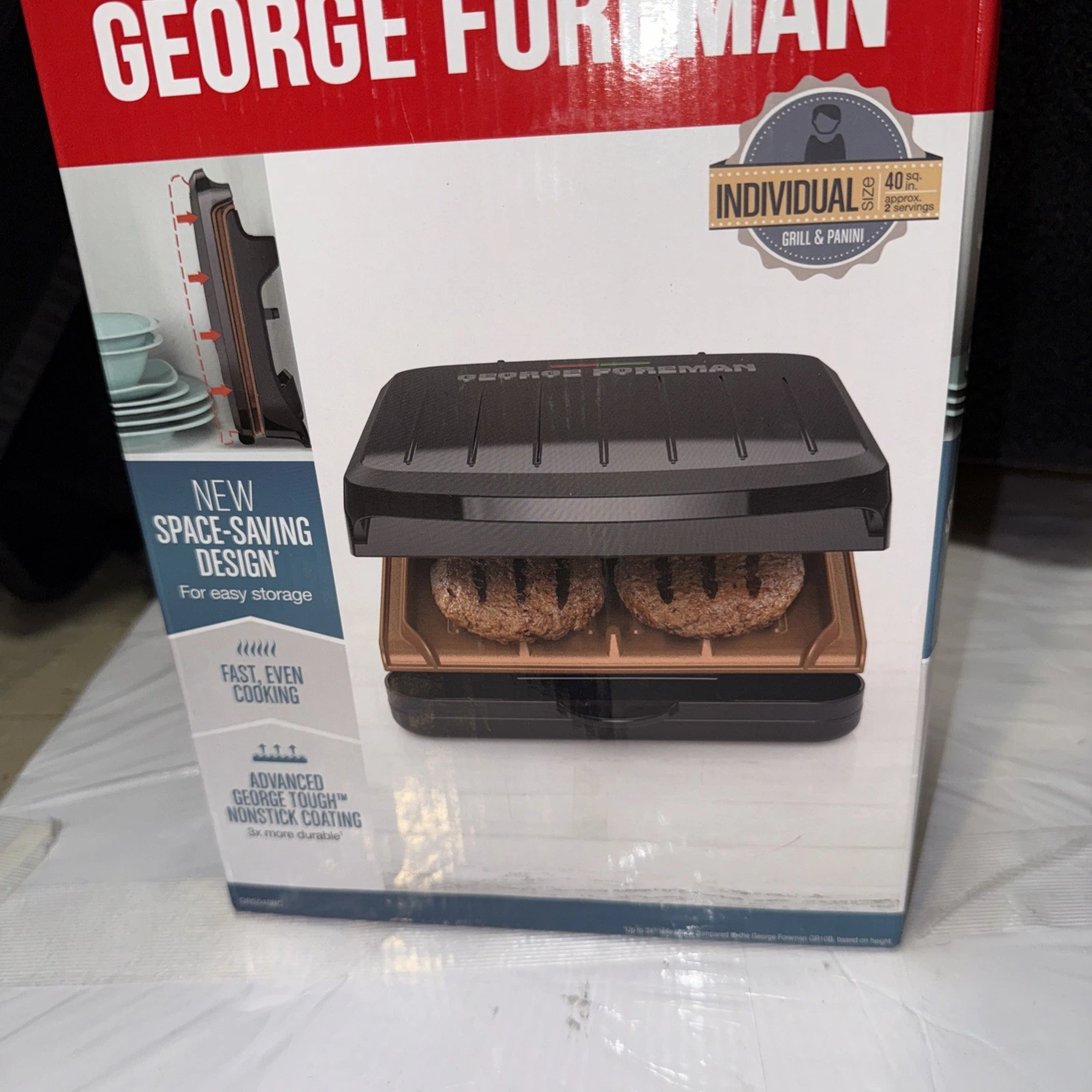 George Foreman Copper Infused Grill And Panini Press 2 Serving