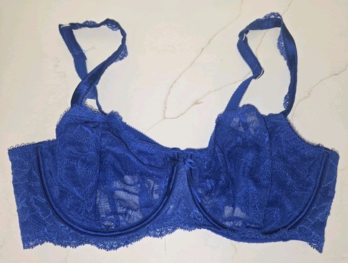 Vtg. Victoria’s Secret Bra 38D Lace Unlined Demi Blue Thongs Large See Thru LOT - Picture 5 of 14