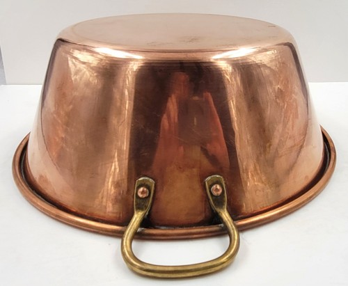 Vintage 14" FRENCH COPPER JAM PAN 36cm 1.2 Kg BRASS HANDLES 2.6 lb - Picture 10 of 11