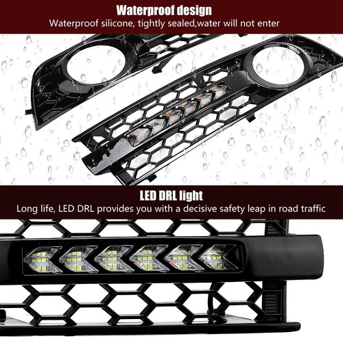 ´2pcs Car Flowing LED DRL Turn Signal Light Front Bumper Grille Fog Lamp For