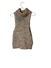 Pilcro Sweater Vest Womens Small Beige Chunky Ribbed Knit Turtleneck Sleeveless