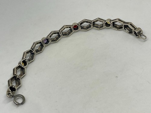 BRACCIALE JUDITH JACK 925 MARCASITE E PIETRE PREZIOSE ARGENTO STERLING 7" #JW29 - Foto 5 di 10