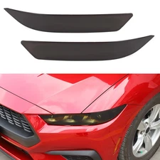 Smoked Black Front Headlight Lamp Covers Overlay Trim For Ford Mustang 2024 2025