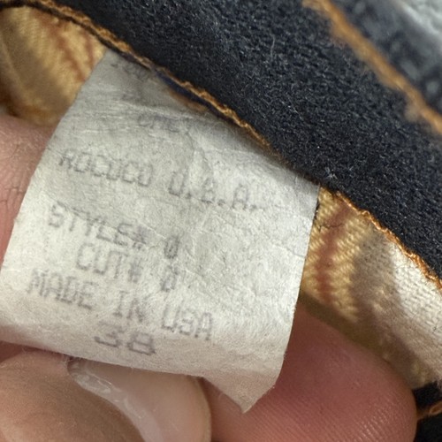 Vintage Rococo Pants Mens 38 Black Striped Patchwork Workwear Made USA 90s - Picture 8 of 9