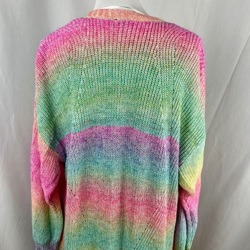 Cárdigan plumero a rayas boho tejido arco iris frente abierto talla grande 2 2X Torrid para mujer - Imagen 10 de 15