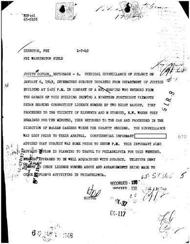 Judith Coplon - VENONA Soviet Espionage Case FBI, CIA & State Files USB Drive - Picture 4 of 14