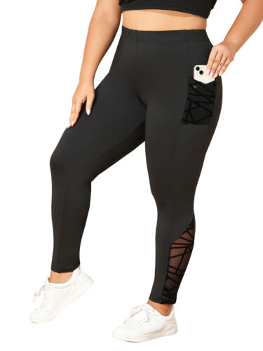 PLUS SIZE ⭐ Women Mesh Yoga Pants Pocket Gym Leggings Fitness Sports Trousers US - Picture 18 of 18