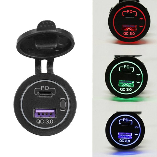 48W PD QC 3.0 Ładowarka samochodowa USB C Typ-C Podwójne porty Zestaw adapterów szybkiego ładowania AO - Zdjęcie 7 z 14