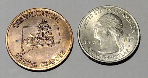 CONNECTICUT Cáscara de Bronce Juego de Aceite Ficha Estados de la Unión - Moneda Única - Imagen 4 de 4