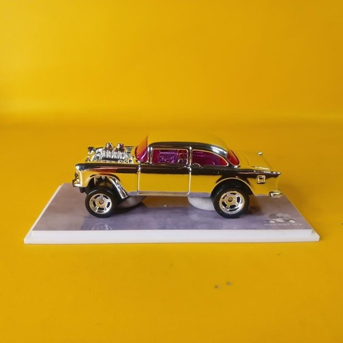 Hot Wheels '55 CHEVY BEL AIR GASSER Chrome (WANGSTAR CUSTOM) Limited REAL RIDERS - Picture 5 of 20
