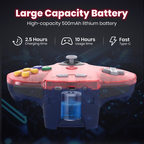 Paquete de 2 controladores inalámbricos N64 NS 2.4G para Nintendo Switch NSO/N64 Windows Mac - Imagen 51 de 67