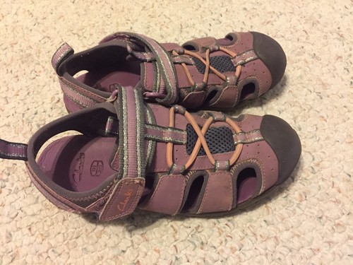 Clarks Doodles lila Sandalen Wasserschuhe in Mädchen Größe US 1 UK 13,5 GUTER ZUSTAND - Bild 2 von 7