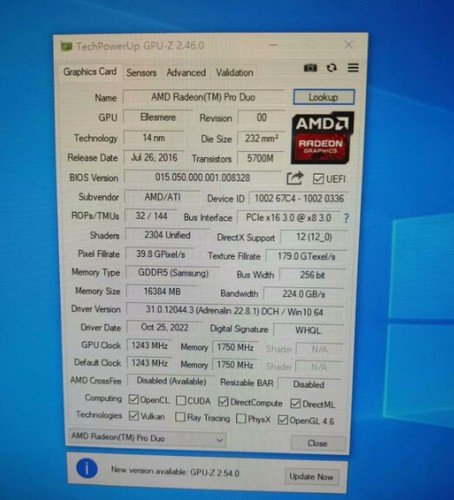 AMD Radeon Pro Duo 32GB GDDR5 Graphics Card - Picture 5 of 5