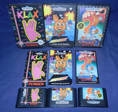 Sega Genesis; Klax, Zoom!, Sonic The Hedgehog 2, w/Manuals, Tested, VG, Free SH - Picture 1 of 5