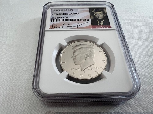 2003-S MEDIO DÓLAR KENNEDY VESTIDO NGC PF70 ULTRA CAMAFEO RETRATO ETIQUETA "TOP POP" - Imagen 1 de 4