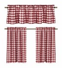 Poly Cotton Gingham Checkered Plaid Design 3-Piece Kitchen Curtain Valance Set