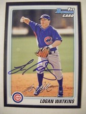 LOGAN WATKINS signed CUBS 2010 Bowman baseball card AUTO Autographed GODDARD KS