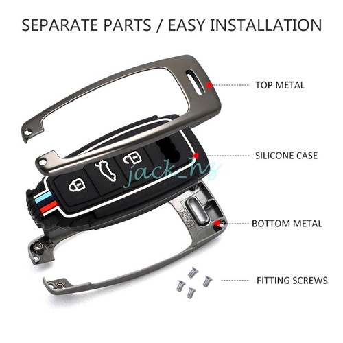 Metal Car Key Fob Cover Case Keychain For Audi A3 A6 C8 A8 Q7 e-tron Accessories - Picture 8 of 12