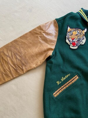 Polo Ralph Lauren RL Tigers Wool-Blend Leather Letterman Varsity
