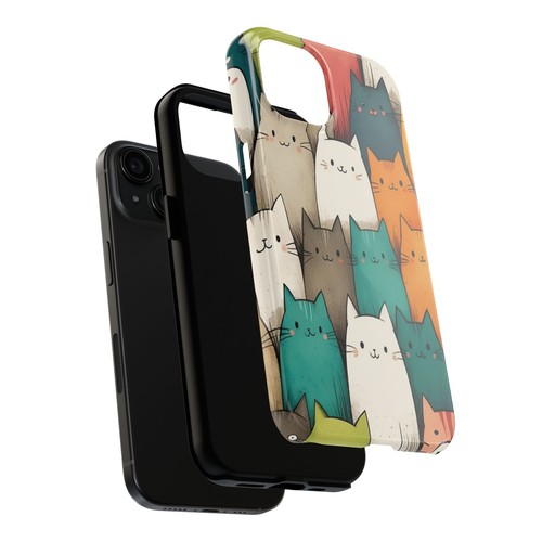 Cute Quirky Cats iPhone Case, iPhone 16,  15, 14 Pro Max, 13, 12, 11 Pro, XR, XS - Afbeelding 19 van 92