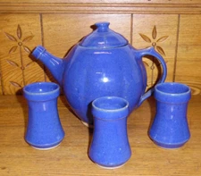 Ben Owen III 2002 Jugtown Seagrove NC Pottery Teapot & 3 Cups