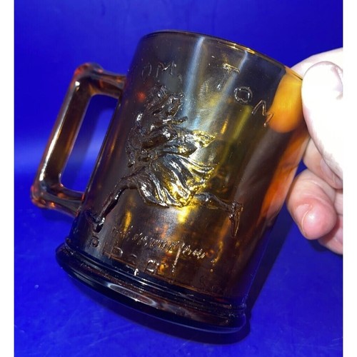 Humpty Dumpty Tom Tom Piper's Son Child's Amber Glass Nursery Rhyme Mug Cup VTG - Picture 8 of 11