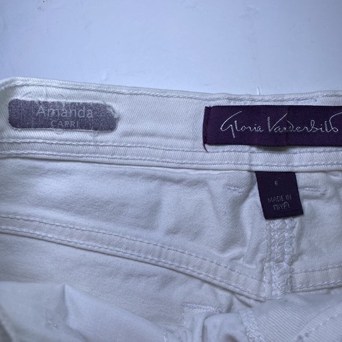 Pantalones de mezclilla Gloria Vanderbilt Amanda Skimmer Capri blancos talla 6 30" cintura - Imagen 2 de 10