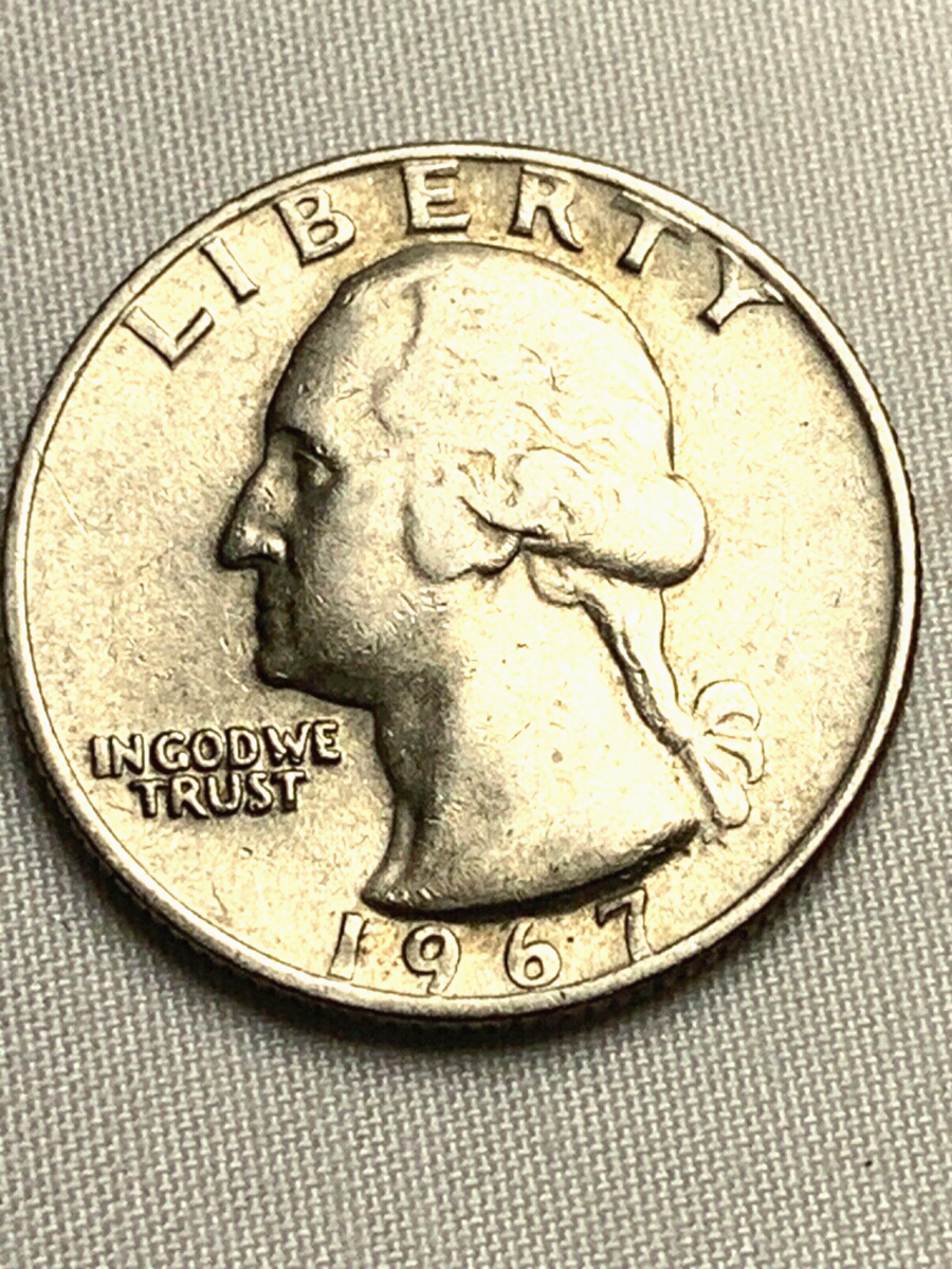 1967 Washington Quarter- No Mint Mark Letters and Date on