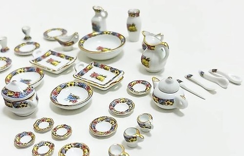 Keramik Küchenset klein für Kinder und Dekoration Handarbeit Geschirrset (C) - Bild 5 von 7