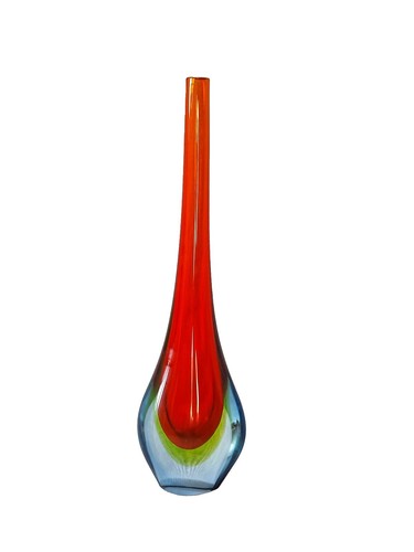 Seguso, Flavio Poli Murano Sommerso Glass Vase | Uranium UV Glow 29cm - Picture 4 of 12