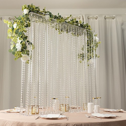 Clear 40x40 in Rectangle Acrylic STAND Hanging Crystal Beads Party Decorations - Picture 5 of 9