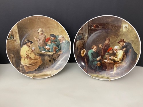 2 Vintage Bareuther Waldsassen Bavaria Germany Playing Cards Plate 10 1/8” - Picture 1 of 10