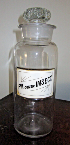 HUGE Label Under Glass Bottle Insect Poison LUG Apothecary Pharmacy Jar Druggist