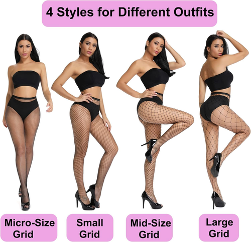 Fishnet Stockings, High Waist Tights for Women, Sparkle Rhinestone Fishnets Part - Picture 3 of 12