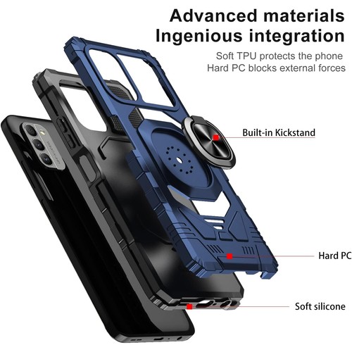 For Nokia G100 C300 5G Case Armor Ring Magnetic Support Stand +Tempered Glass - Picture 37 of 41