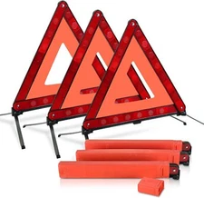 3 Pack Emergency Warning Triangles, Reflective Roadside Safety Triangle Kit with