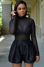 Kleid Overall Clown Nude Transparent Minikleid Sheer Stripes Romper Club