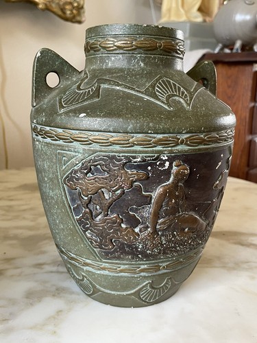 Art Nouveau Wilhelm Schiller & Sons marked WS&S Antique Green Bronze Majolica - Picture 6 of 12