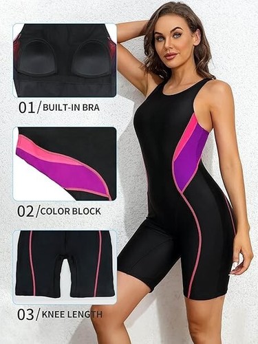 Attraco Women's Boyleg Athletic Racerback Swimsuit Swimming Costume BNWT - Picture 50 of 172