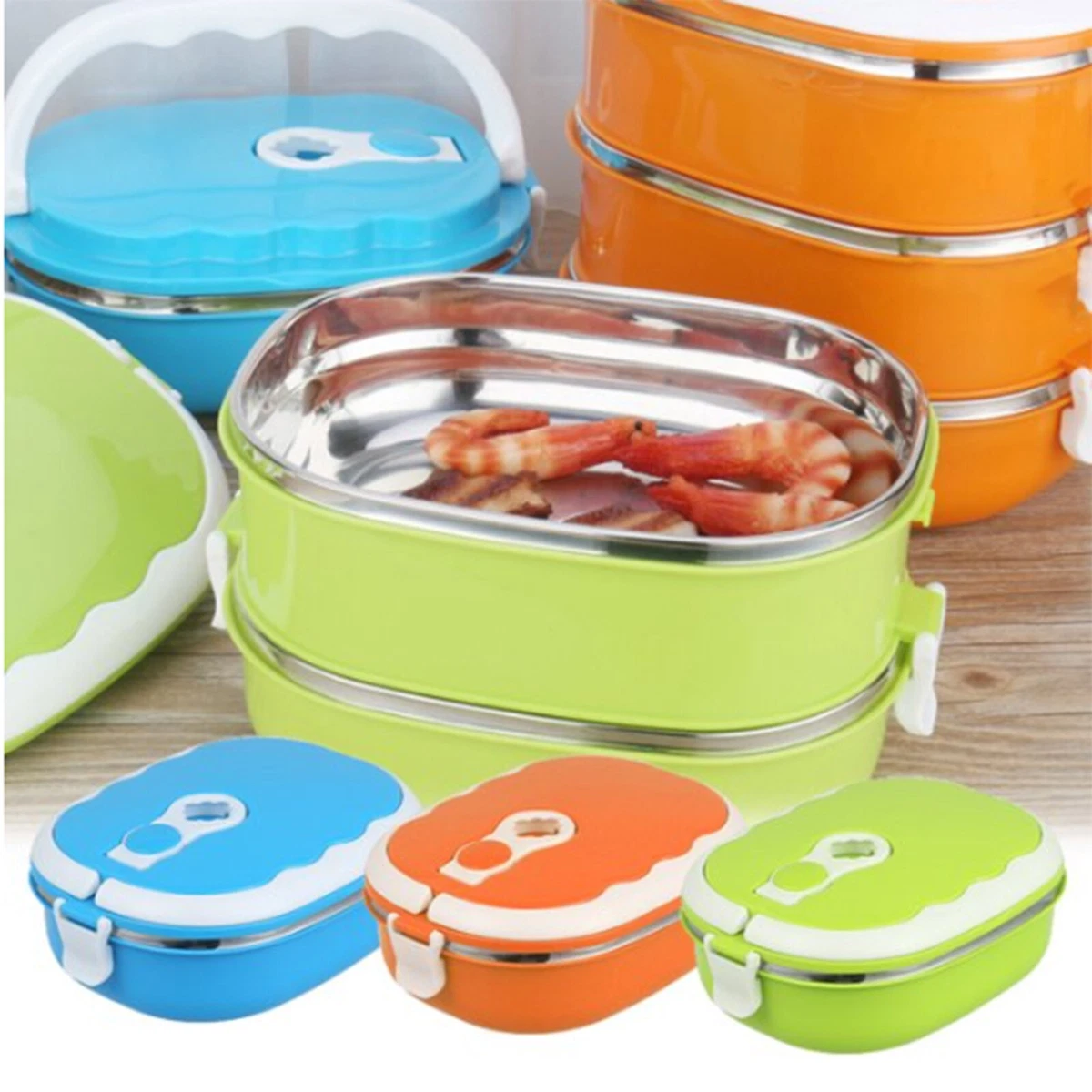 Stainless Steel Insulated Lunch Box Multi Layer Reusable Sandwich Containers