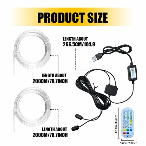 Interior Car LED Strip Lights APP RF Control Car RGB Neon Ambient Lighting Kit E - Picture 11 of 14