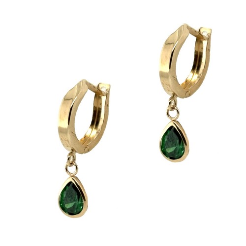 Pendientes colgantes Huggie de pera de oro amarillo de 14k - Imagen 6 de 13