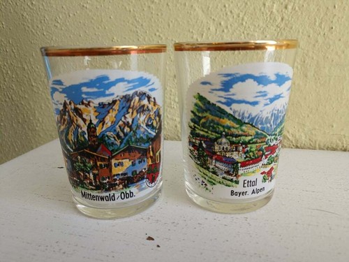 Vasos de chupito de colección Ettal Bayer. Alpen & Mittenwald Alemania recuerdo 3"  - Imagen 1 de 9