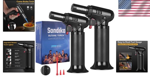 Versatile 2-Pack S907 Butane Torch with Adjustable Flame for Cooking & Soldering - Picture 2 of 9