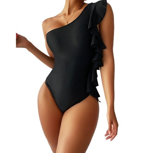 One Shoulder Badeanzug für Damen Rüschen Badeanzug Einteiler Badeanzug Monokinis - Bild 26 von 34