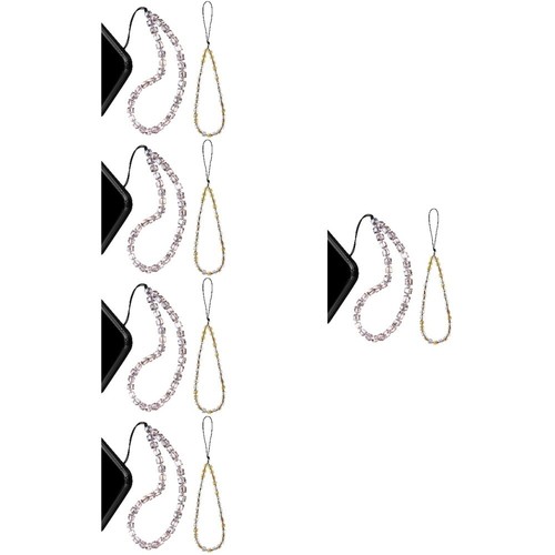 Set of 5 Mobile Phone Chain Crystal Model Wrist Strap Beaded Handmade Anti-lost - Zdjęcie 4 z 12