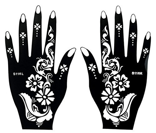 India coni henné kit stencil per tatuaggi temporanei per decalcomania body art braccio a mano - Foto 23 di 25