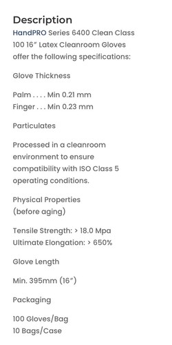 HandPro Seeies 6400 Clean Class Latex 16in length Size Large Case1000 - Picture 3 of 5