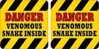 3in x 3in Danger Venomous Snake Inside Vinyl Stickers Container Label Decals